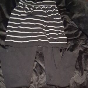 Source Unknown Black and White Striped Skirt Set